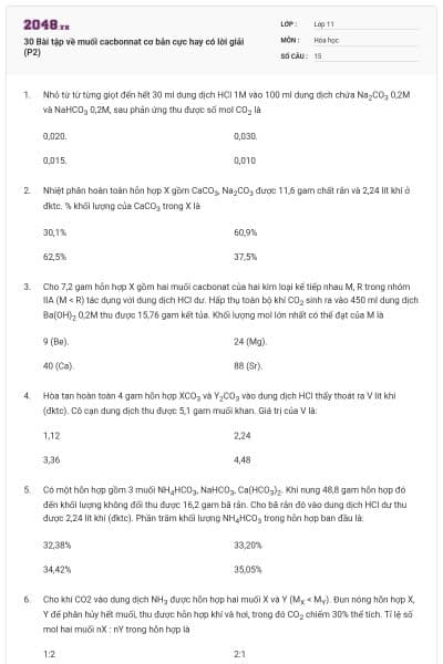 30 Bài tập về muối cacbonnat cơ bản cực hay có lời giải (P2)