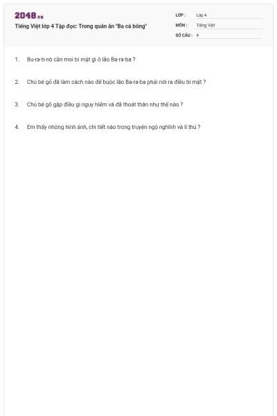 Tiếng Việt lớp 4 Tập đọc: Trong quán ăn "Ba cá bống"