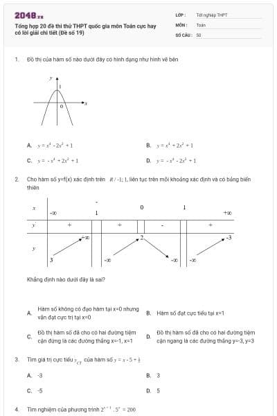 Tổng hợp 20 đề thi thử THPT quốc gia môn Toán cực hay có lời giải chi tiết (Đề số 19)