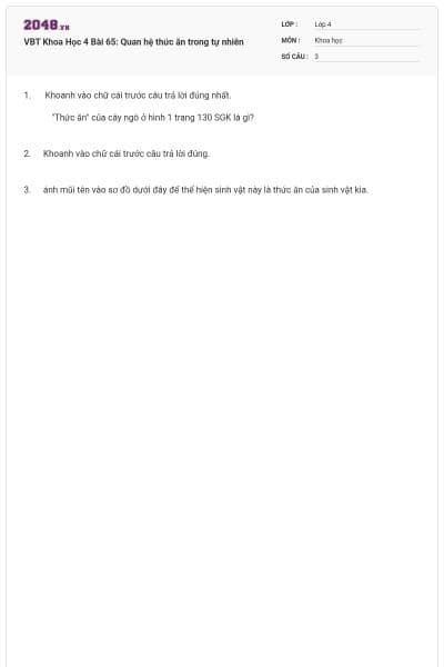 VBT Khoa Học 4 Bài 65: Quan hệ thức ăn trong tự nhiên