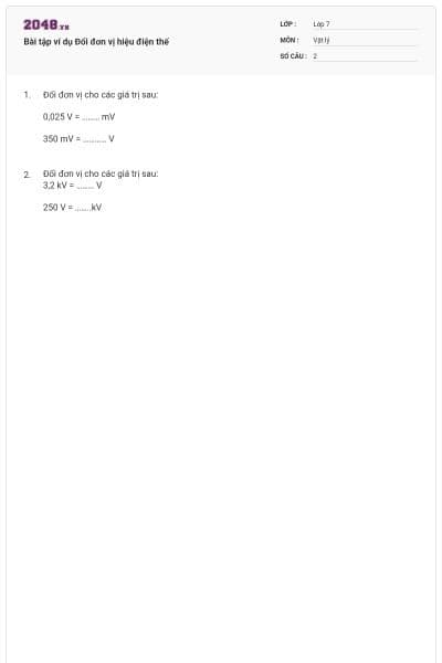 Bài tập ví dụ Đổi đơn vị hiệu điện thế