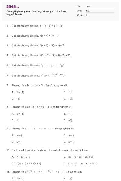 Cách giải phương trình đưa được về dạng ax + b = 0 cực hay, có đáp án