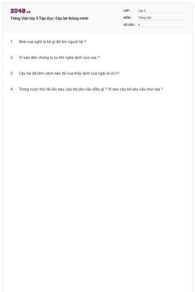 Tiếng Việt lớp 3 Tập đọc: Cậu bé thông minh