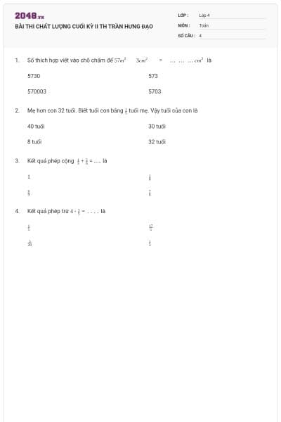 BÀI THI CHẤT LƯỢNG CUỐI KỲ II TH TRẦN HƯNG ĐẠO