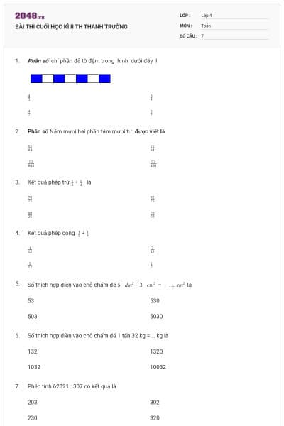 BÀI THI CUỐI HỌC KÌ II TH THANH TRƯỜNG