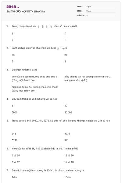 BÀI THI CUỐI HỌC KÌ TH Liên Châu