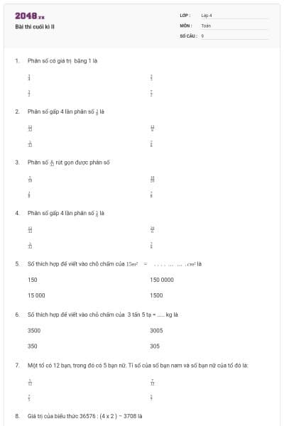 Bài thi cuối kì II