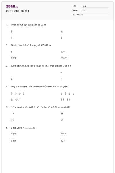 ĐỀ THI CUỐI HỌC KÌ II