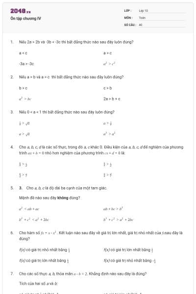 Ôn tập chương IV