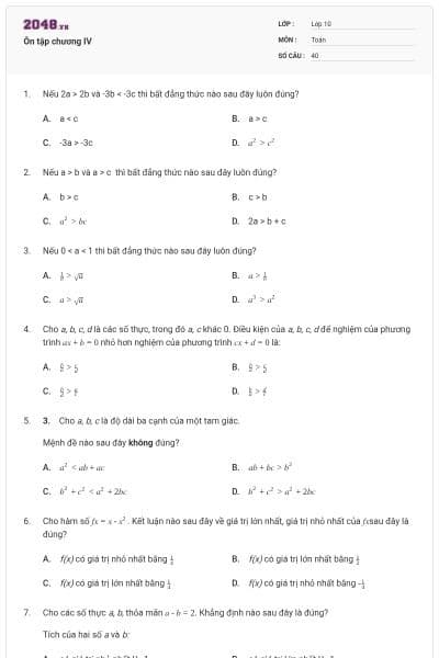 Ôn tập chương IV