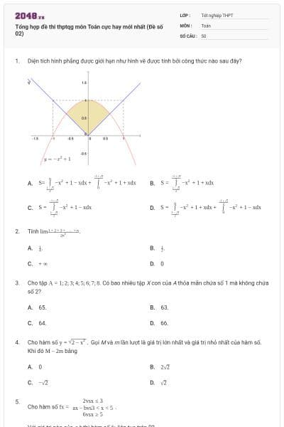 Tổng hợp đề thi thptqg môn Toán cực hay mới nhất (Đề số 02)
