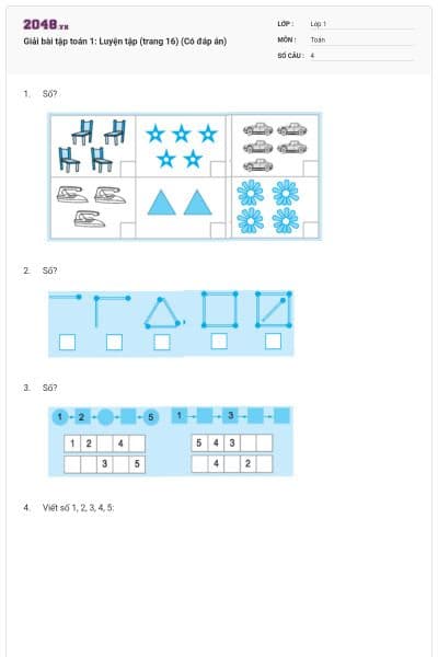 Giải bài tập toán 1: Luyện tập (trang 16) (Có đáp án)