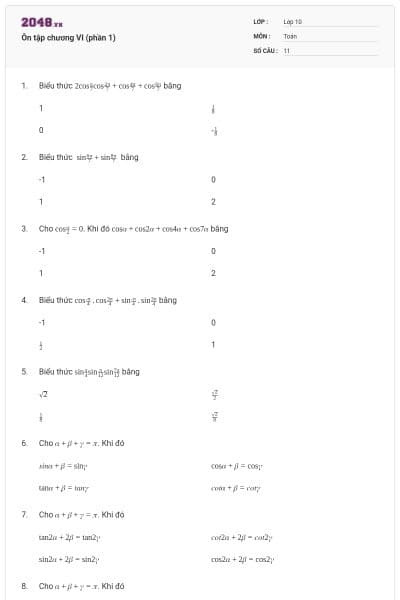 Ôn tập chương VI (phần 1)