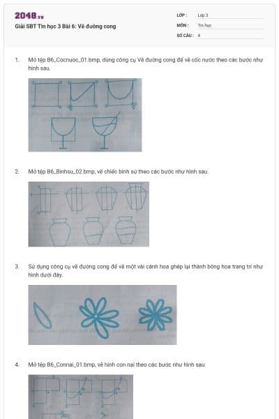 Giải SBT Tin học 3 Bài 6: Vẽ đường cong