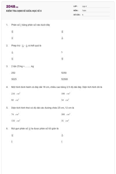 KIỂM TRA ĐỊNH KÌ GIỮA HỌC KÌ II