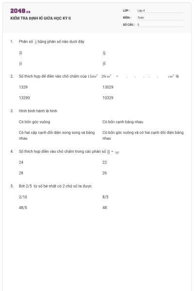 KIỂM TRA ĐỊNH KÌ GIỮA HỌC KỲ II