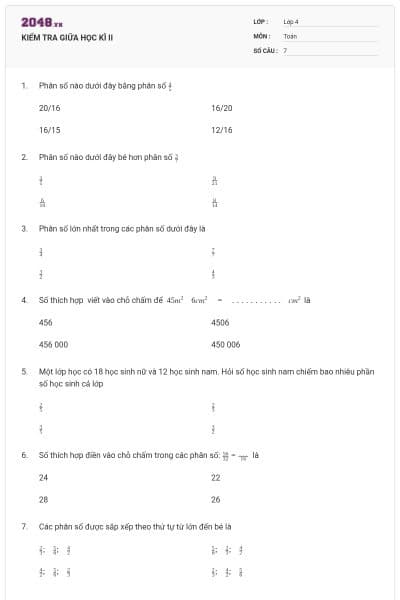 KIỂM TRA GIỮA HỌC KÌ II