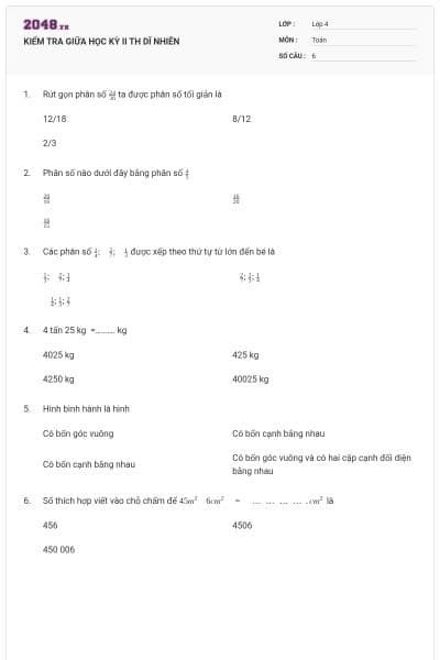 KIỂM TRA GIỮA HỌC KỲ II TH DĨ NHIÊN