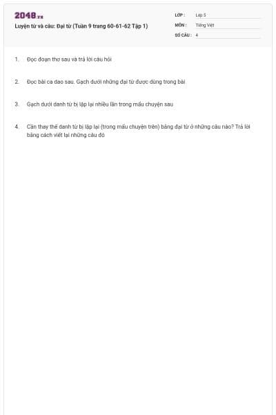 Luyện từ và câu: Đại từ (Tuần 9 trang 60-61-62 Tập 1)