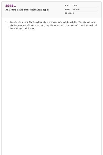 Bài 3 (trang 6 Cùng em học Tiếng Việt 5 Tập 1)