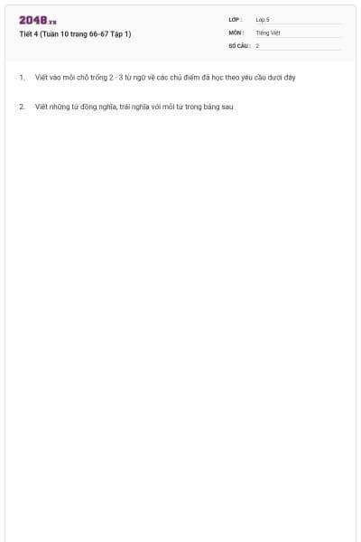 Tiết 4 (Tuần 10 trang 66-67 Tập 1)