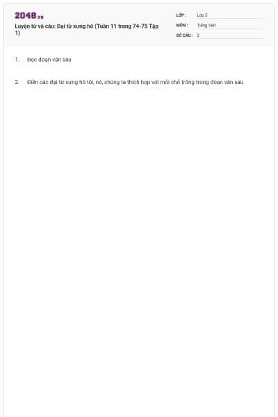 Luyện từ và câu: Đại từ xưng hô (Tuần 11 trang 74-75 Tập 1)