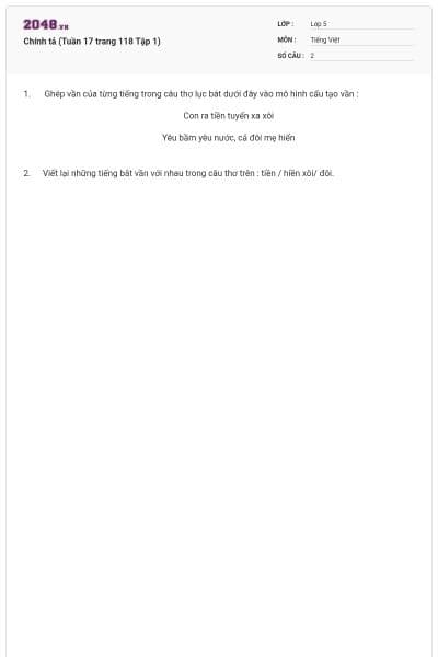 Chính tả (Tuần 17 trang 118 Tập 1)