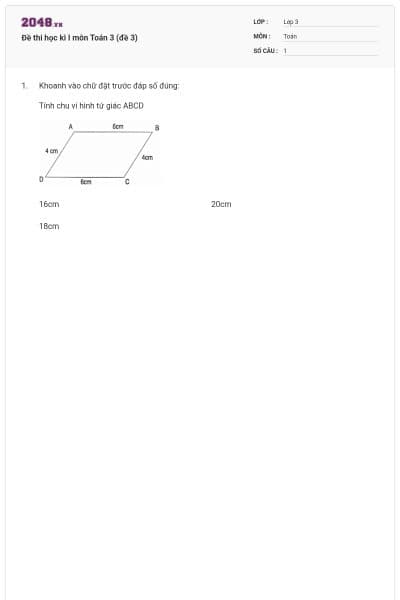 Đề thi học kì I môn Toán 3 (đề 3)