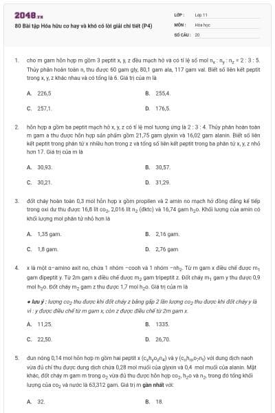 80 Bài tập Hóa hữu cơ hay và khó có lời giải chi tiết (P4)
