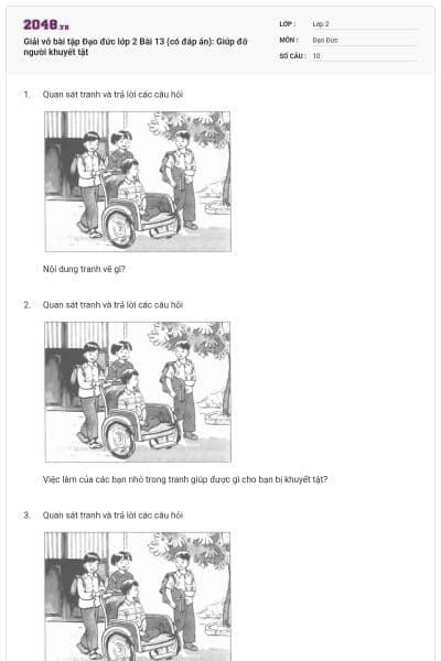 Giải vở bài tập Đạo đức lớp 2 Bài 13 (có đáp án): Giúp đỡ người khuyết tật