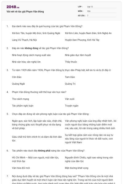 Vài nét về tác giả Phạm Văn Đồng