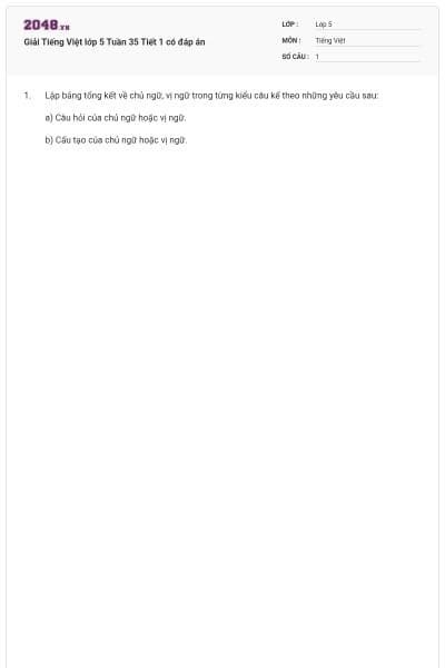 Giải Tiếng Việt lớp 5 Tuần 35 Tiết 1 có đáp án