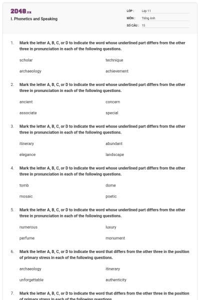 I. Phonetics and Speaking