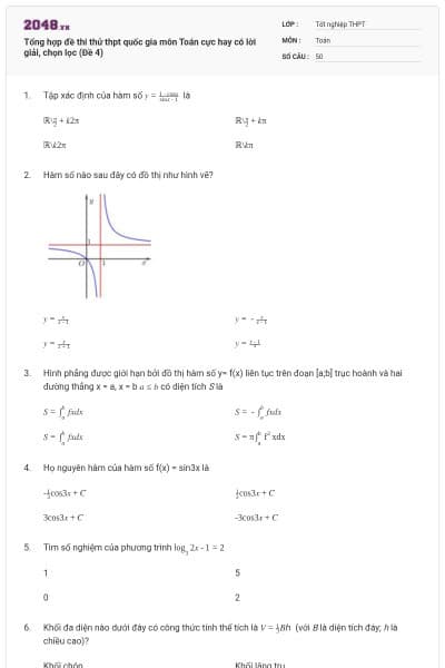 Tổng hợp đề thi thử thpt quốc gia môn Toán cực hay có lời giải, chọn lọc (Đề 4)