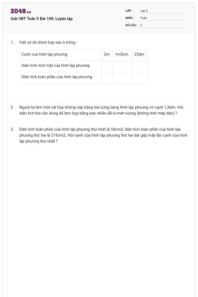 Giải VBT Toán 5 Bài 108: Luyện tập