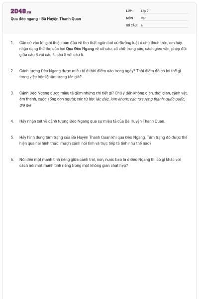 Qua đèo ngang - Bà Huyện Thanh Quan