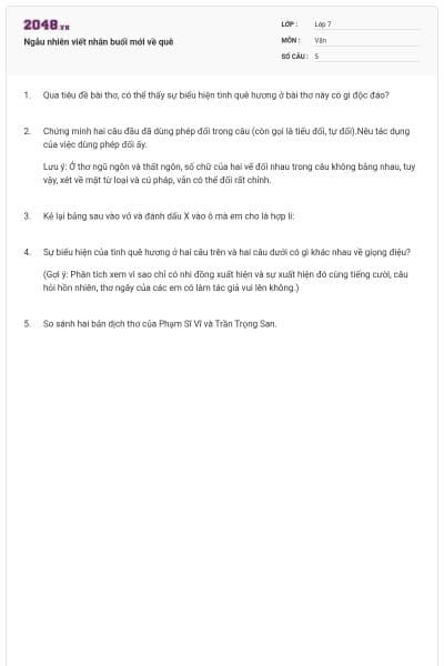 Ngẫu nhiên viết nhân buổi mới về quê