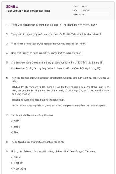 Tiếng Việt Lớp 4 Tuần 4: Măng mọc thẳng