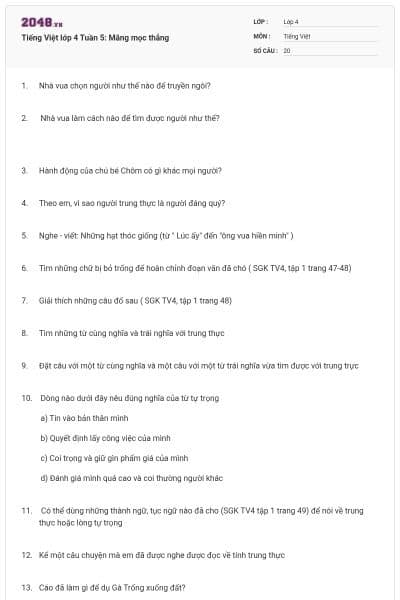 Tiếng Việt lớp 4 Tuần 5: Măng mọc thẳng