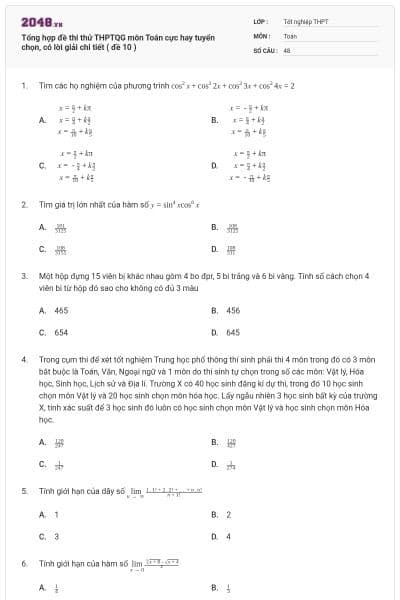 Tổng hợp đề thi thử THPTQG môn Toán cực hay tuyển chọn, có lời giải chi tiết ( đề 10 )