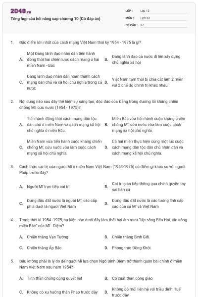 Tổng hợp câu hỏi nâng cap chương 10 (Có đáp án)