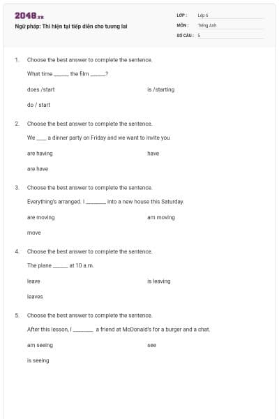 Ngữ pháp: Thì hiện tại tiếp diễn cho tương lai