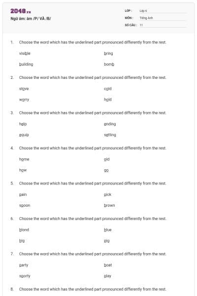 Ngữ âm: âm /P/ VÀ /B/