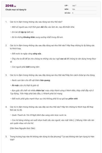 Chuẩn mực sử dụng từ