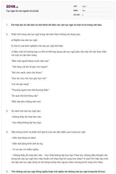 Tục ngữ về con người và xã hội