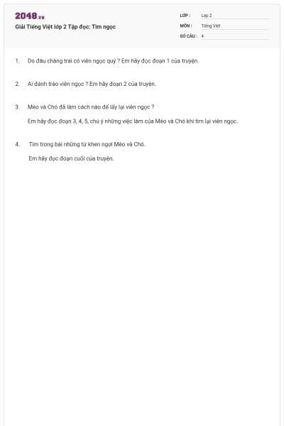 Giải Tiếng Việt lớp 2 Tập đọc: Tìm ngọc