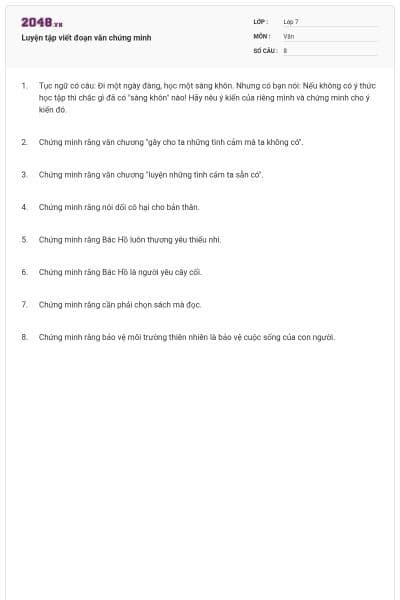 Luyện tập viết đoạn văn chứng minh