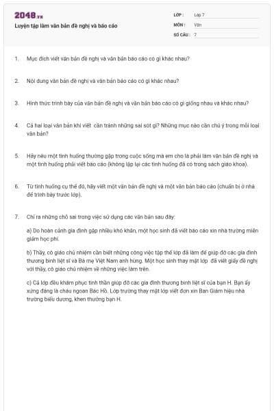Luyện tập làm văn bản đề nghị và báo cáo