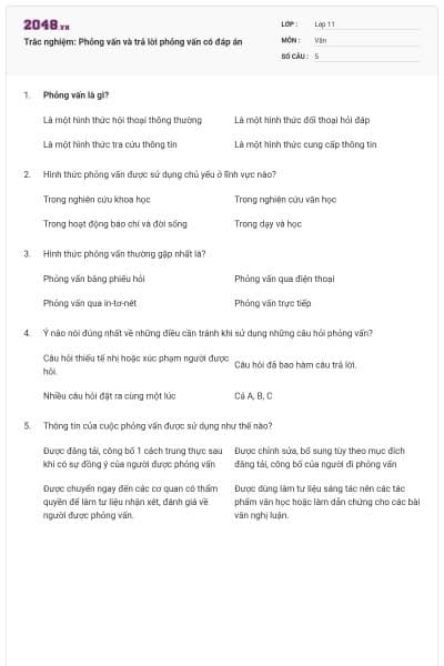 Trắc nghiệm: Phỏng vấn và trả lời phỏng vấn có đáp án