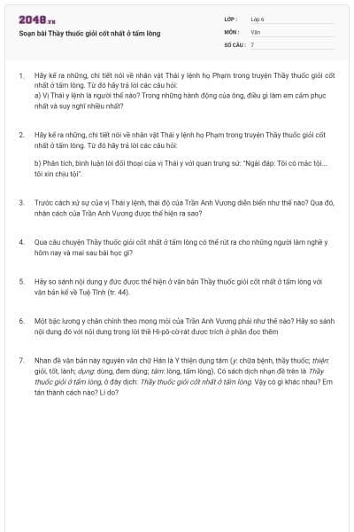 Soạn bài Thầy thuốc giỏi cốt nhất ở tấm lòng